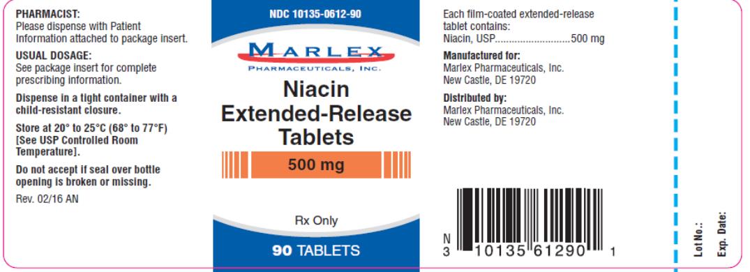 PRINCIPAL DISPLAY PANEL
NDC 10135-0612-90
Marlex
Niacin
Extended- Release Tablets
500 mg
Rx Only
90 Tablets
