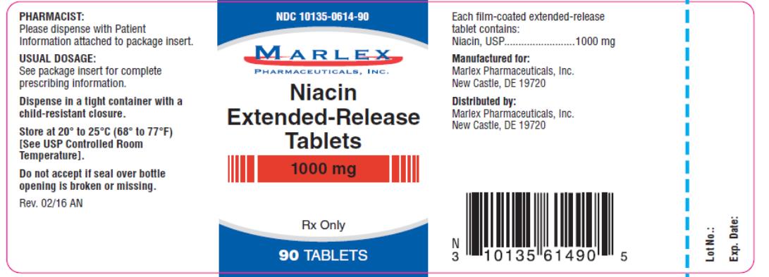 PRINCIPAL DISPLAY PANEL
NDC 10135-0614-90
Marlex
Niacin
Extended- Release Tablets
1000 mg
Rx Only
90 Tablets
