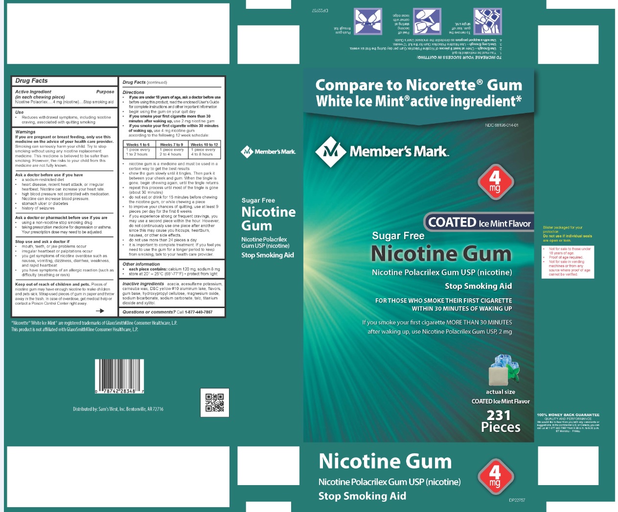 Nicotine Polacrilex Gum USP 4 mg Ice Mint Flavor
