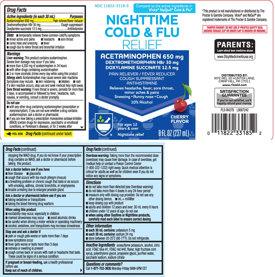 Acetaminophen 650 mg, Dextromethorphan HBr 30 mg, Doxylamine Succinate 12.5 mg