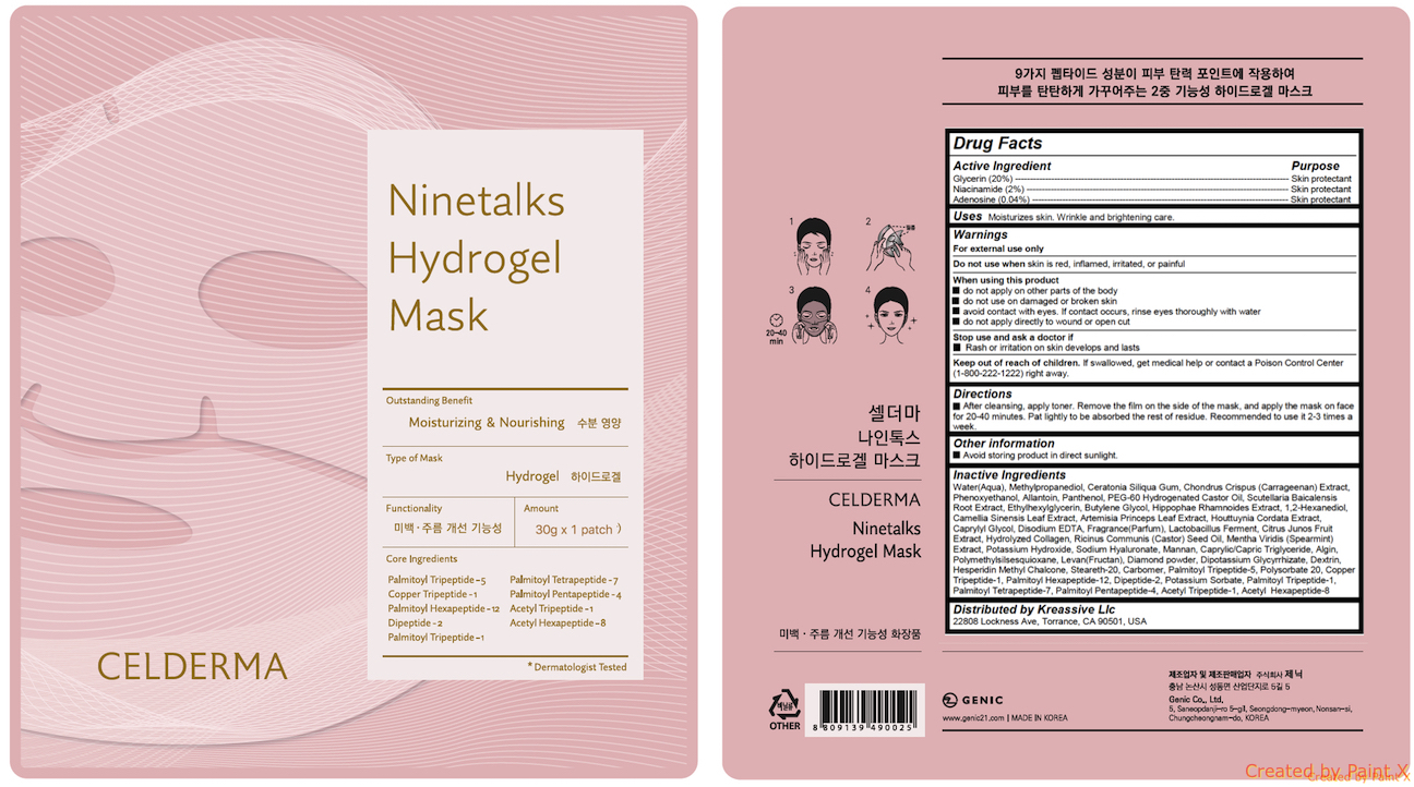 Celderma Ninetalks Hydrogel Mask | Glycerin, Niacin Amide, Adenosine Patch Breastfeeding