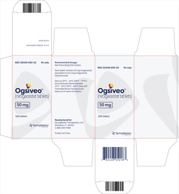 NDC 82448-050-18
Rx Only
Ogsiveo
50 mg
180 tablets
