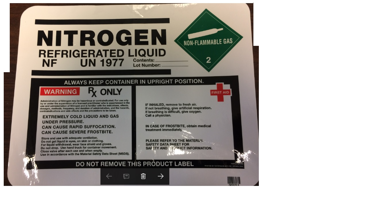nitrogen liquid label