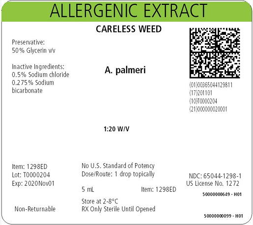Careless Weed, 5 mL 1:20 w/v Carton Label