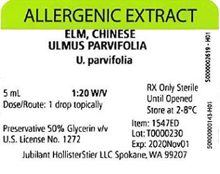 Elm, Chinese, 5 mL 1:20 w/v Vial Label