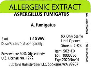 Aspergillus fumigatus, 5 mL 1:10 w/v Vial Label