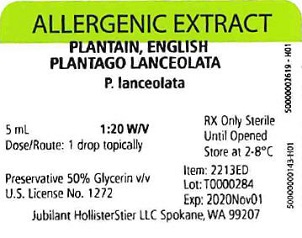 Plantain, English, 5 mL 1:20 w/v Vial Label