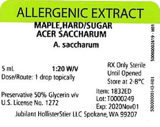 Maple, Hard-Sugar, 5 mL 1:20 w/v Vial Label