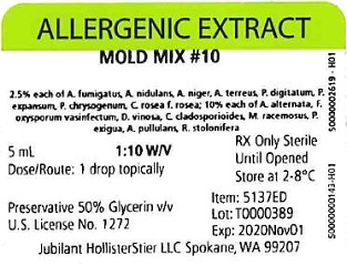 Mold Mix #10, 5 mL 1:10 w/v Vial Label