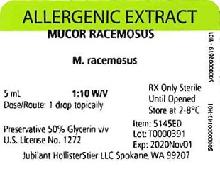 Mucor racemosus, 5 mL 1:10 w/v Vial Label