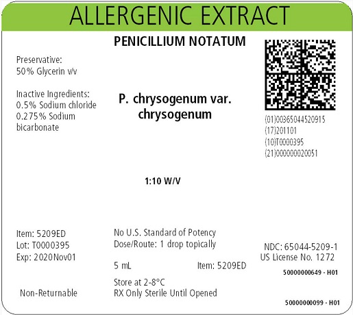 Penicillium notatum, 5 mL 1:10 w/v Carton Label