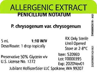 Penicillium notatum, 5 mL 1:10 w/v Vial Label