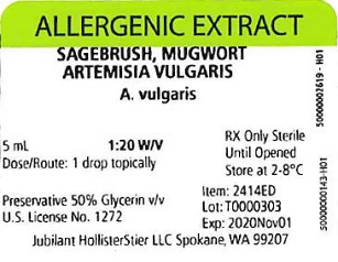 Sagebrush, Mugwort, 5 mL 1:20 w/v Vial Label
