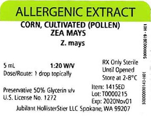 Corn, Cultivated Pollen, 5 mL 1:20 w/v Vial Label