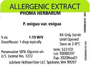Phoma herbarum, 5 mL 1:10 w/v Vial Label