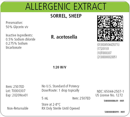 Sorrel, Sheep, 5 mL 1:20 w/v Carton Label