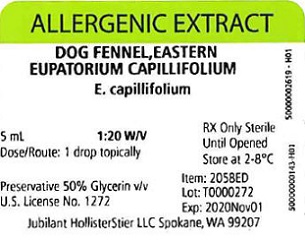 Dog Fennel, Eastern, 5 mL 1:20 w/v Vial Label