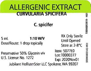 Curvularia spicifera, 5 mL 1:10 w/v Vial Label