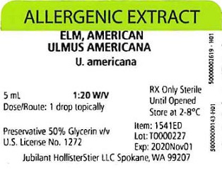 Elm, American, 5 mL 1:20 w/v Vial Label