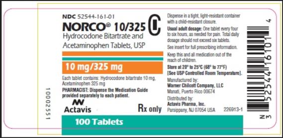 PRINCIPAL DISPLAY PANEL
NDC 52544-061-01
NORCO 10/325
10 mg/325 mg
100 Tablets
Rx Only
