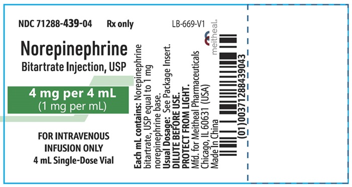 PACKAGE LABEL PRINCIPAL DISPLAY PANEL Norepinephrine Bitartrate Injection USP Vial Label