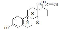 The structural formula for The chemical name of ethinyl estradiol is [19-Norpregna-1,3,5(10)-trien-20-yne-3,17-diol, (17)-]. The empirical formula of ethinyl estradiol is C20H24O2.