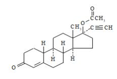 The structural formula for The chemical name of norethindrone acetate is [19-Norpregn-4-en-20-yn-3-one, 17-(acetyloxy)-, (17)-]. The empirical formula of norethindrone acetate is C22H28O3.