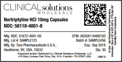 Nortriptyline HCl 10mg capsule 30 count blister card
