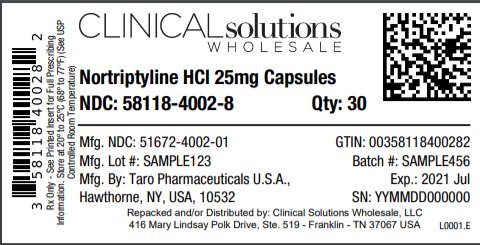 Nortriptyline 25mg Capsule 30 count blister card