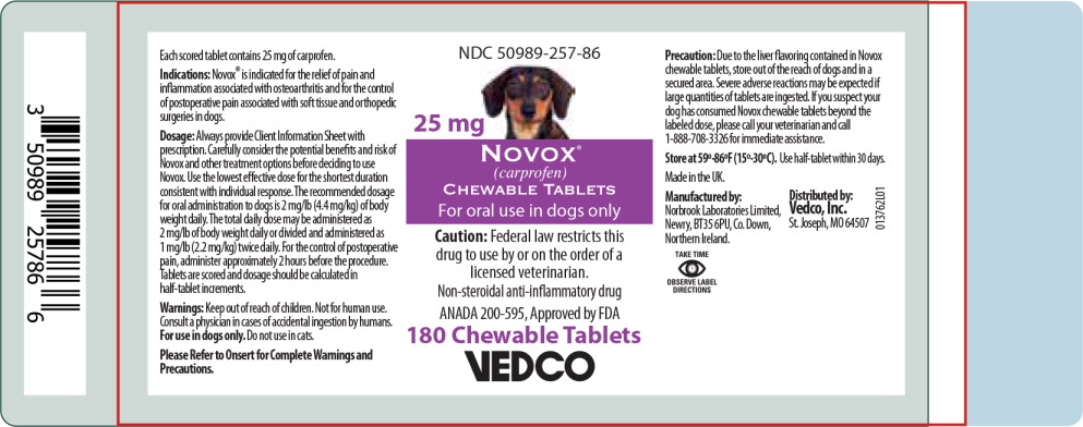 Principal Display Panel - Novox Chewable Tablets 25 mg Label
