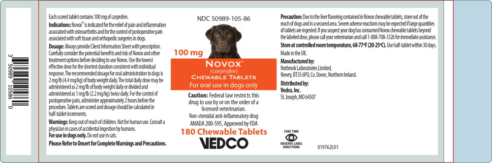 Principal Display Panel - Novox Chewable Tablets 100 mg Label

