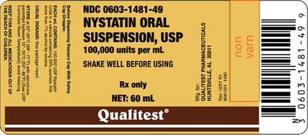 This is the 60mL label for the Nystatin Oral Suspension, USP.