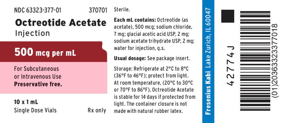 PACKAGE LABEL - PRINCIPAL DISPLAY - Octreotide 500 mcg Single Dose Vial Tray Label
