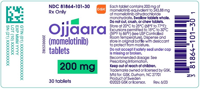 Ojjaara 200 mg tablet 30 count label