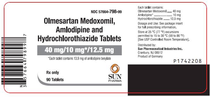 PRINCIPAL DISPLAY PANEL NDC 57664-798-99 Olmesartan Medoxomil, Amlodipine and Hydrochlorothiazide Tablets 40 mg/10 mg*/12.5 mg Rx Only 90 Tablets