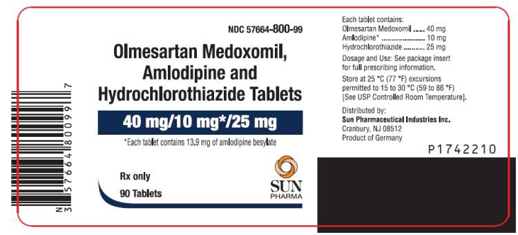 PRINCIPAL DISPLAY PANEL NDC 57664-800-99 Olmesartan Medoxomil, Amlodipine and Hydrochlorothiazide Tablets 40 mg/10 mg*/25 mg Rx Only 90 Tablets