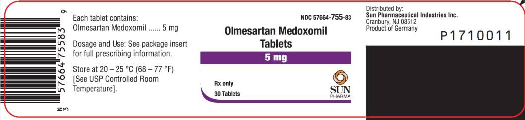PRINCIPAL DISPLAY PANEL NDC 57664-755-83 Olmesartan Medoxomil Tablets 5 mg Rx Only 30 Tablets