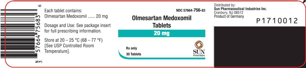 PRINCIPAL DISPLAY PANEL NDC 57664-756-83 Olmesartan Medoxomil Tablets 20 mg Rx Only 30 Tablets