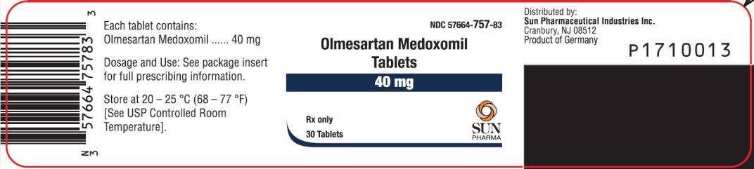 PRINCIPAL DISPLAY PANEL NDC 57664-757-83 Olmesartan Medoxomil Tablets 40 mg Rx Only 30 Tablets