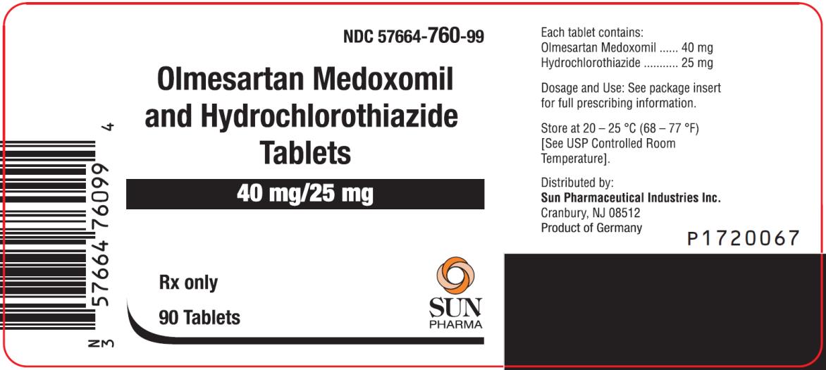 PRINCIPAL DISPLAY PANEL NDC 57664-760-99 Olmesartan Medoxomil and Hydrochlorothiazide Tablets 40 mg/25 mg Rx Only 90 Tablets