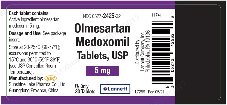 Olmesartan medoxomil Tablets - Package Label - 5 mg 30 ct Bottle Label