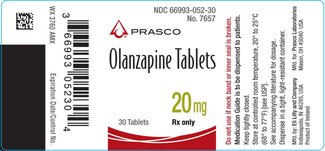 PACKAGE LABEL – Olanzapine Tablets 20 mg tablet, bottle of 30
