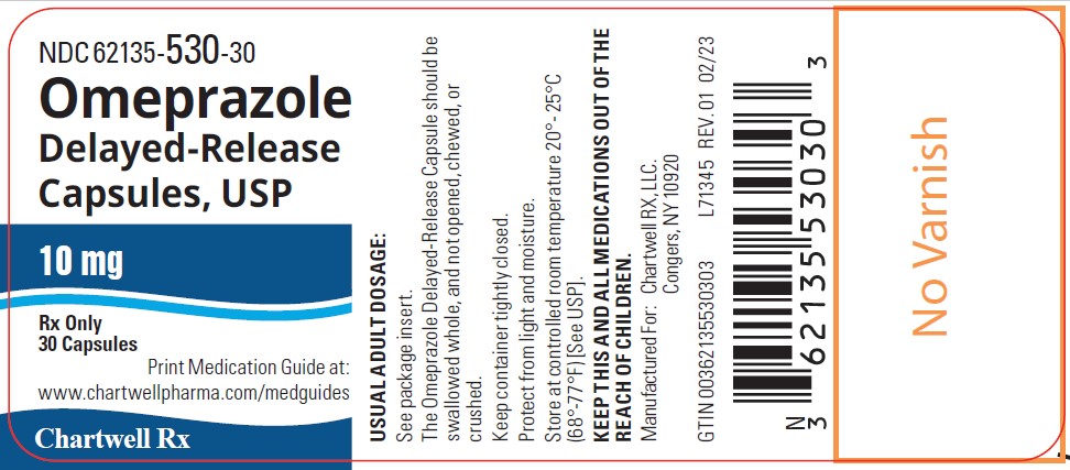 Omeprazole Delayed-Release Capsules, USP 10mg - NDC 62135-530-30 - 30's Bottle Label