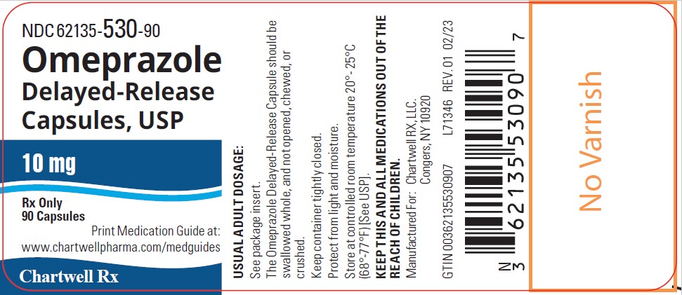 Omeprazole Delayed-Release Capsules, USP 10mg - NDC 62135-530-90 - 90's Bottle Label