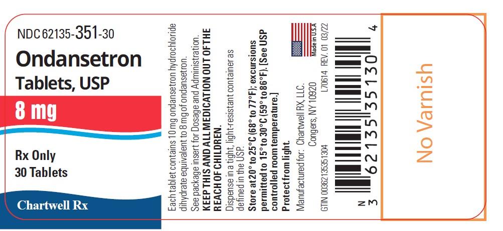 "Ondansetron Tablets, USP 8 mg  - NDC 62135-351-30 - 30 Tablets Label