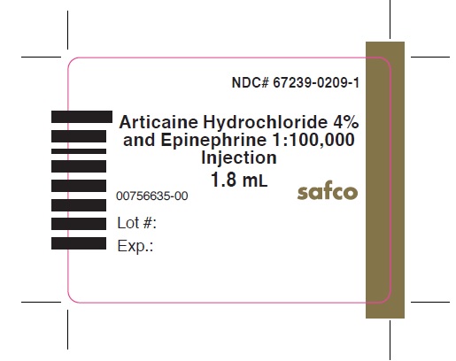 Principal Display Panel – Articaine HCl and Epinephrine (Articaine Hydrochloride 4% and Epinephrine 1:100,000) Injection Cartridge Label
