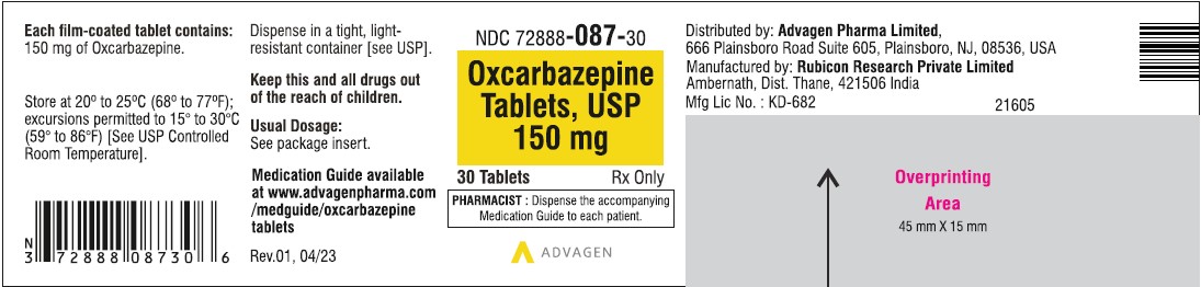 Oxcarbazepine Tablets, USP - 150mg - 30's Tablets - NDC 72888-087-30