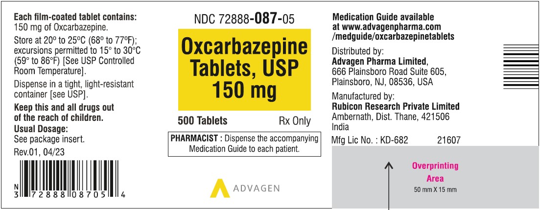 Oxcarbazepine Tablets, USP - 150mg - 500's Tablets - NDC 72888-087-05