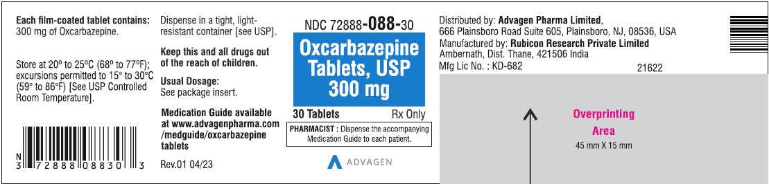 Oxcarbazepine Tablets, USP - 300mg - 30's Tablets - NDC 72888-088-30