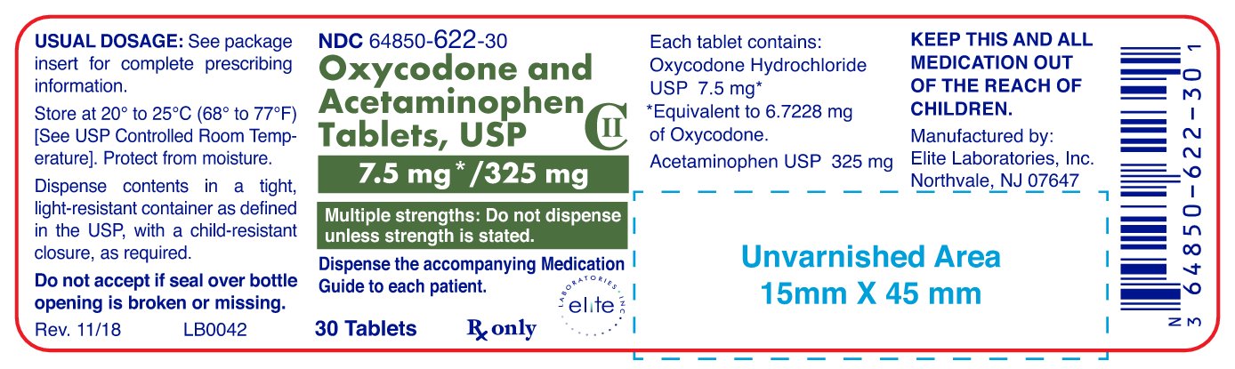 Oxycodone HCl and Acetaminophen 7-5/325mg Container Label- 30 tab